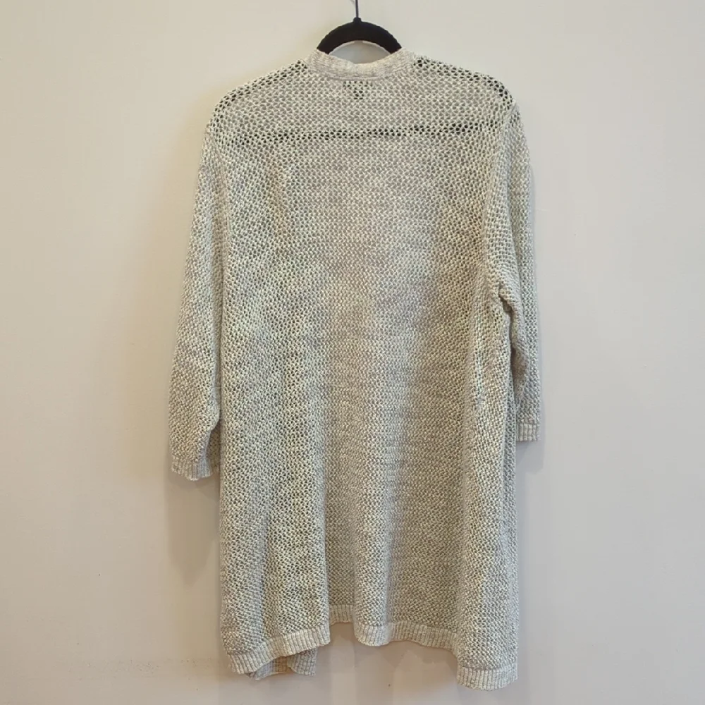 J.Jill Cotton Open Knit Spring Summer Beach Coastal Cardigan Gray Size XXL ECU